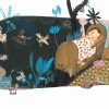 Niña en en su cuarto de noche con un sueño de selva. Ilustración del libro Buenas Noches Monstruo, de Shira Geffen y Natalie Waksman-Shenker. Editorial Leetra.