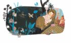 Niña en en su cuarto de noche con un sueño de selva. Ilustración del libro Buenas Noches Monstruo, de Shira Geffen y Natalie Waksman-Shenker. Editorial Leetra.