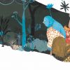 Monstruo a un costado de la cama. Ilustración del libro Buenas Noches Monstruo, de Shira Geffen y Natalie Waksman-Shenker. Editorial Leetra.