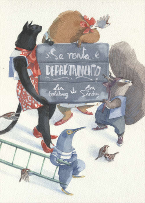 Portada del libro ilustrado "Se renta departamento", de Lea Goldberg y Eva Sánchez. Encuéntralo en Leetra.