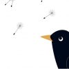 Ave viendo dientes de león volar. Ilustración del libro Mientras te espero, de Émilie Vast. Editorial Leetra.