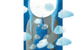 Niña y paloma en las nubes. Ilustración del libro Cielo Azul, de Andrea Petrlik. Editorial Leetra.