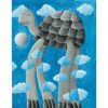 Tortuga con piernas largas en las nubes. Ilustración del libro Cielo Azul, de Andrea Petrlik. Editorial Leetra.