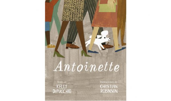 ilustración del libro Antoinette, de Kelly Dipucchio y Christian Robinson - Editorial Leetra. Perro bulldog y poodle enamorados.