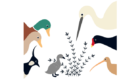 Ilustración del libro Cuac - animales viendo al patito fo