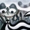 Ilustración del libro Todos vieron un gato - gato y zorrillo