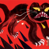 Ilustración del libro Todos vieron un gato - con un ratón en fondo rojo