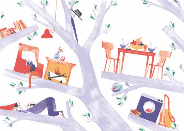 Ilustración de tercera rama, libro ilustrado de Alexandra Pichard